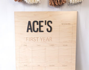 My First Year Board, Wood Photo Board, 1st Birthday Board, Milestone Board, First Birthday Decorations Girl, Decorations Boy, Sign