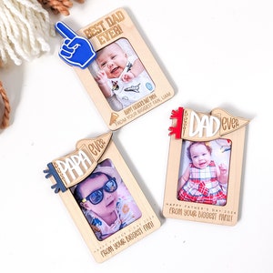 Best Dad Ever Mini Photo Frame, Wooden Fridge Magnet, Father's Day Gift, Gift for Grandpa, Dad Gift from Baby, Dad Photo Frame, Step Dad