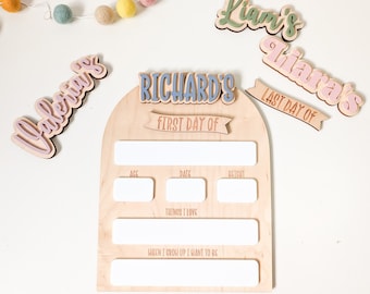 Personalized  First Day/Last Day of School Board, Reusable Dry Erase Wood Sign