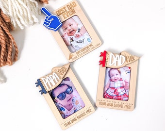 Best Dad Ever Mini Photo Frame, Wooden Fridge Magnet, Father's Day Gift, Gift for Grandpa, Dad Gift from Baby, Dad Photo Frame, Step Dad