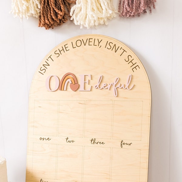 Onederful Birthday Photo Board: Laser Engraved Maple Wood