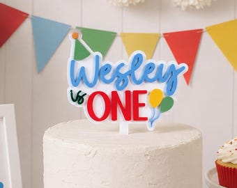 It's Fun to Be One Birthday, Cake Topper Personalized, Classic 1st Birthday Decoration