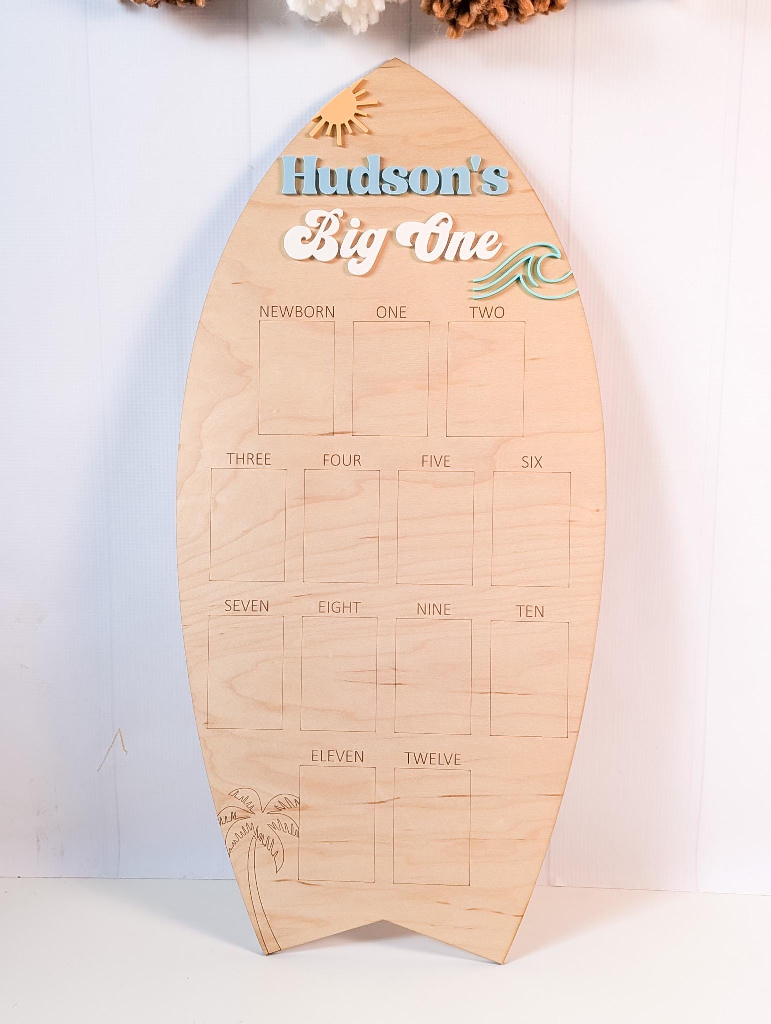 The Big One First Birthday Photo Board: Baby 1st Wave Party Wood ...