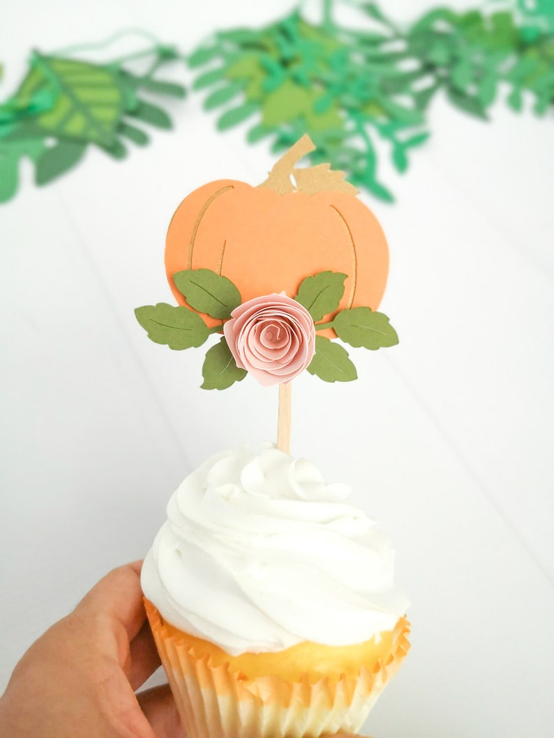 Pumpkin Cupcake Toppers Our Little Pumpkin is Turning One Etsy
