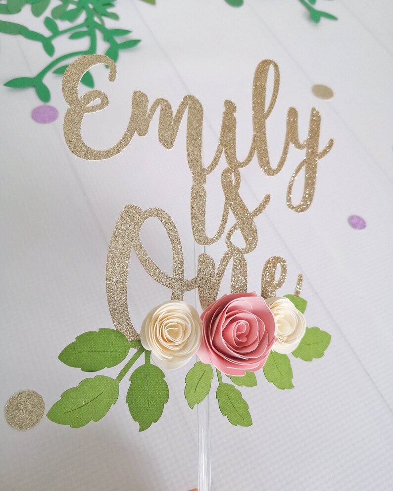 Floral Cake Topper 1st Birthday Girl Decoration One Cake Etsy