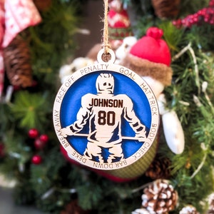 Personalized Hockey Ornament, Custom Hockey Gift, Hockey Team Gifts, Hockey Christmas, Winter Sports, Hockey Player Gift, Collegue Hockey