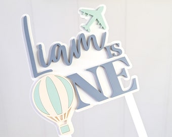 What a Onederful World, Personalized Cake Topper, Time Flies Birthday Party, 1st Birthday Boy, Airplane Cake Topper, Travel Theme Birthday