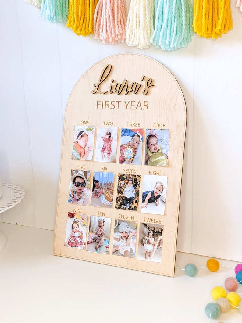 Wood Photo Board First Birthday Board Milestone Board 1st Etsy