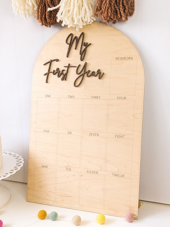 First Birthday Photo Board, My First Year Board, 1st Birthday Board, Baby Boy 1st Birthday Decorations, One Year Old Girl Gift