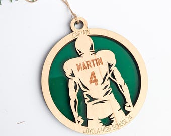 Personalized Football Ornament: Wood Keepsake Player or Coach Gift