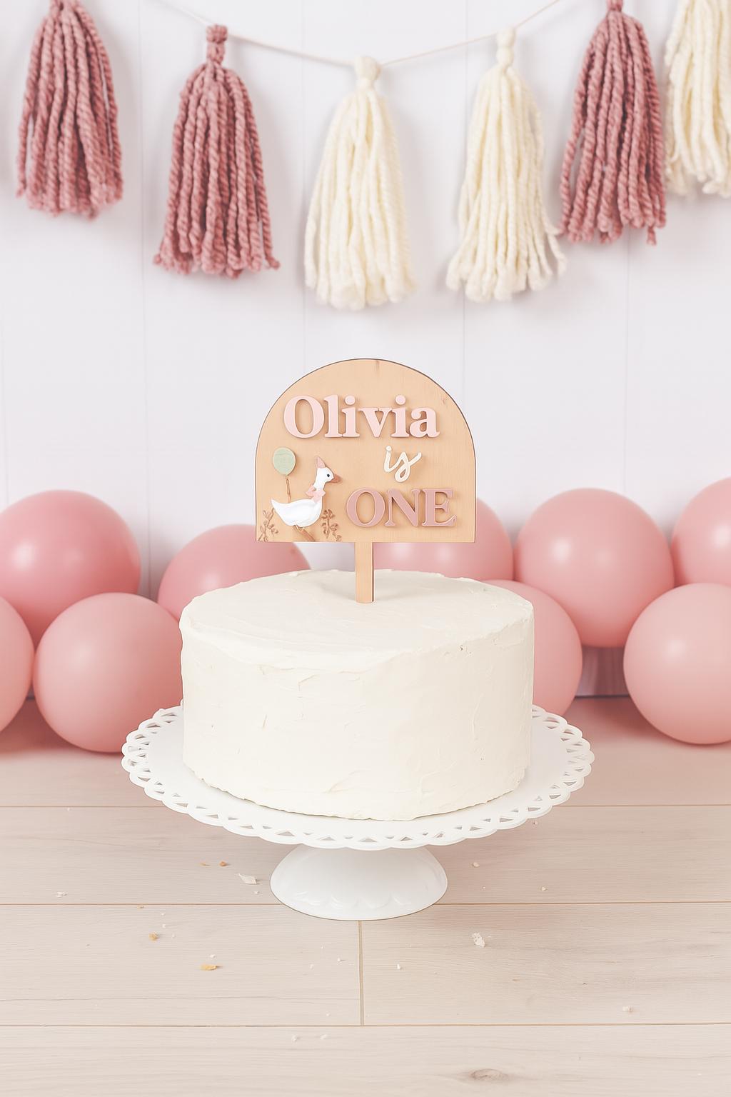 One Silly Goose, Cake Topper Personalized, Goose Birthday Decorations, First Birthday Girl