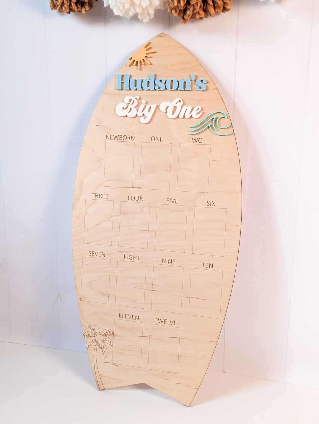 The Big One First Birthday Photo Board: Baby 1st Wave Party Wood ...