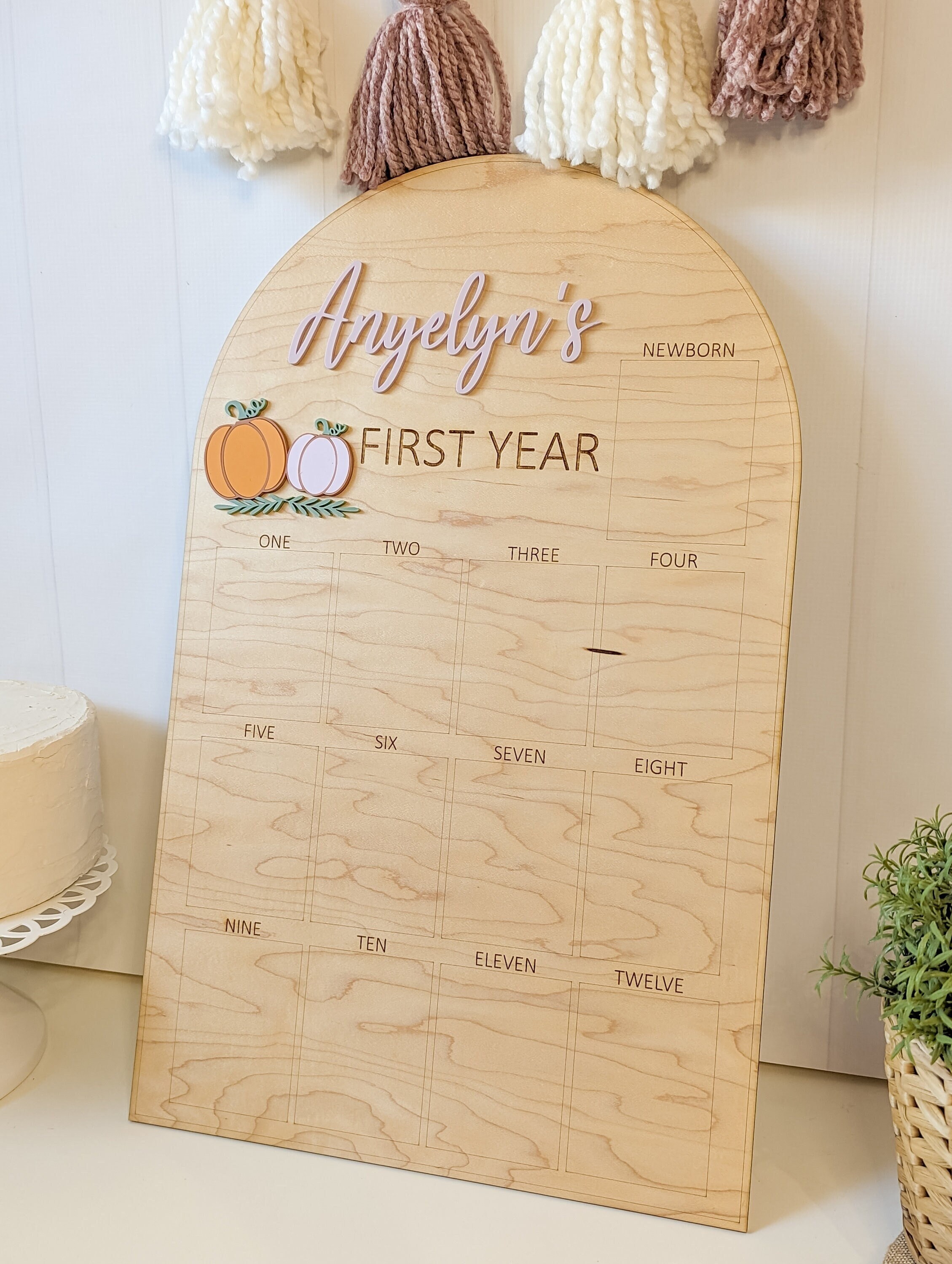 Our Little Pumpkin is Turning One, First Birthday Photo Board Wood Keepsake