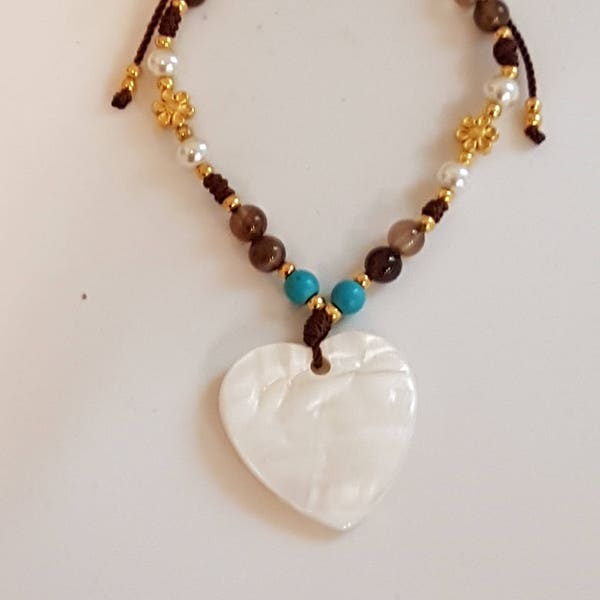 Heart Seashell Bracelet, Stones Hearts