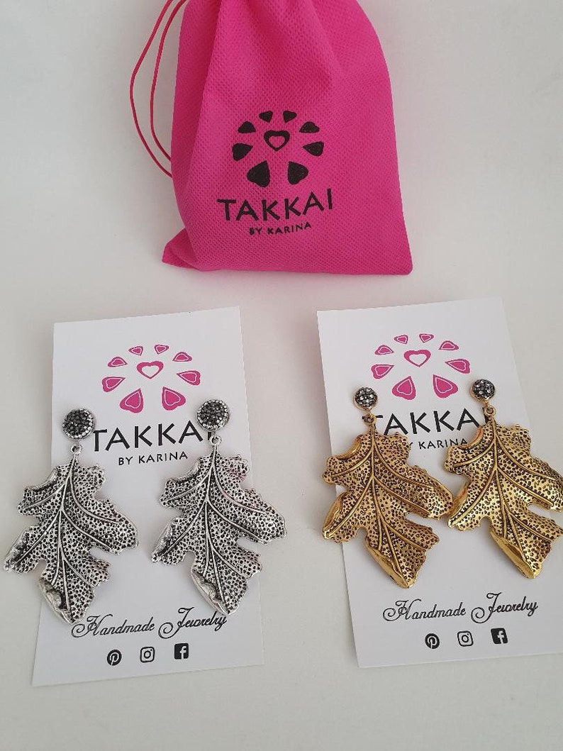 Leaf Earrings Boho Style Oak Leaf Jewelry. Fashion Leaf Etsy