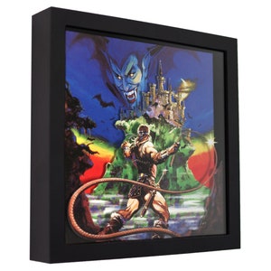 Castlevania (Cover Art) - 3D Shadow Box for Gamers | Handmade Wall Art | Unique Gaming Gift | Retro Video Game Decor | Gaming Room | Classic