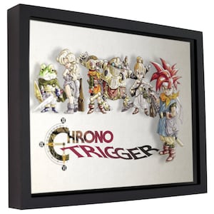 Chrono Trigger (Title & Characters) - 3D Shadow Box for Gamers | Handmade Wall Art | Unique Gaming Gift | Retro Video Game Decor | Game Room