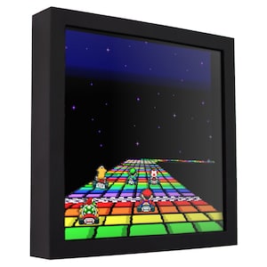 Super Mario Kart (Rainbow Road) - 3D Shadow Box for Gamers | Handmade Wall Art | Unique Gaming Gift | Retro Video Game Decor | Gaming Room