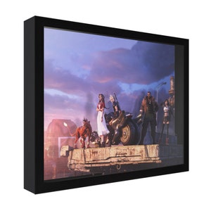 Final Fantasy VII Shadow Box: Midgar Bridge Scene, Handmade Gamer Wall Art