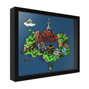Super Mario RPG (World Map) - 3D Shadow Box for Gamers | Handmade Wall Art | Unique Gaming Gift | Retro Video Game Decor | Game Room
