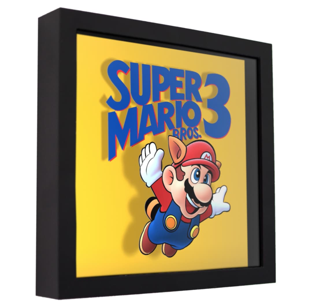 Super Mario Bros. 3 cover Art 3D Shadow Box for Gamers Etsy