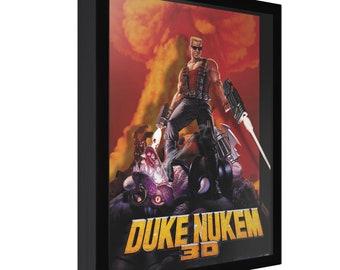 Duke Nukem (Cover Art) - 3D Shadow Box for Gamers | Handmade Wall Art | Unique Gaming Gift | Retro Video Game Decor | Gaming Room | Classic