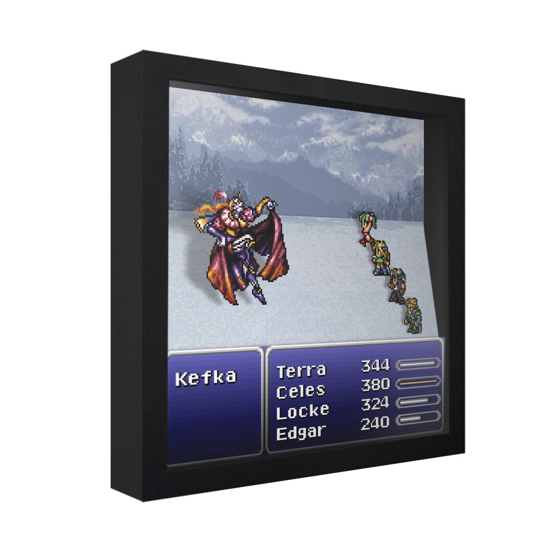 Final Fantasy VI Shadow Box: Kefka Narshe Battle, Retro Gaming Art