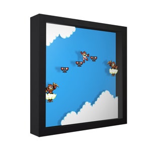 Mega Man 2 (Sky Ridge) - 3D Shadow Box for Gamers | Handmade Wall Art | Unique Gaming Gift | Retro Video Game Decor | Gaming Room