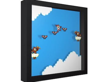 Mega Man 2 (Sky Ridge) - 3D Shadow Box for Gamers | Handmade Wall Art | Unique Gaming Gift | Retro Video Game Decor | Gaming Room