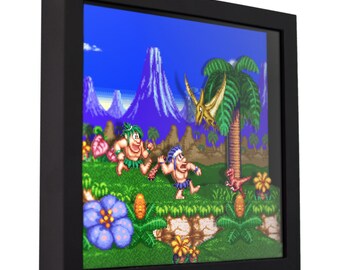 Joe & Mac 2 Shadow Box: Retro Gaming Room Decor