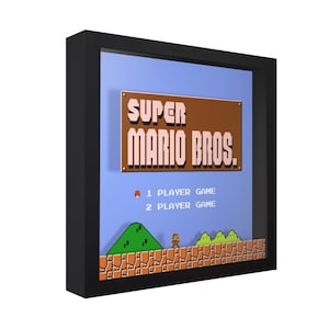 Super Mario Bros. (Title Screen) - 3D Shadow Box for Gamers | Handmade Wall Art | Unique Gaming Gift | Retro Video Game Decor | Gaming Room