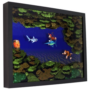 Donkey Kong Country Shadow Box: Coral Capers 3D Retro Gaming Art