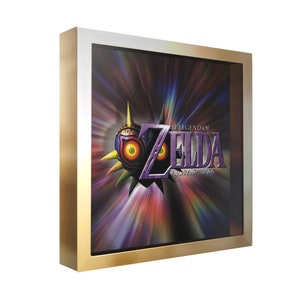 Majora&#39;s Mask Shadow Box Art: Zelda Golden Frame Gamer Gift