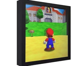 Super Mario 64 (Peach's Castle) - 3D Shadow Box for Gamers | Handmade Wall Art | Unique Gaming Gift | Retro Video Game Decor | Gaming Room