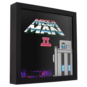 Mega Man 2 (Title Screen) - 3D Shadow Box for Gamers | Handmade Wall Art | Unique Gaming Gift | Retro Video Game Decor | Gaming Room