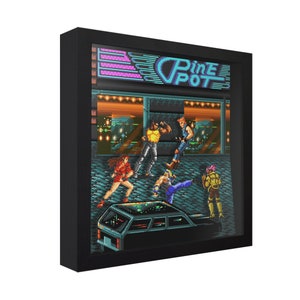 Streets of Rage - 3D Shadow Box for Gamers | Handmade Wall Art | Unique Gaming Gift | Retro Video Game Decor | Gaming Room