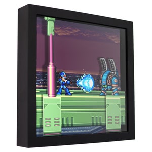 Mega Man X - 3D Shadow Box for Gamers | Handmade Wall Art | Unique Gaming Gift | Retro Video Game Decor | Gaming Room | Classic Games