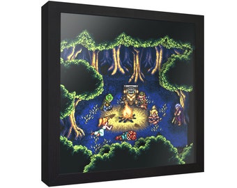 Chrono Trigger (Fiona's Forest) - 3D Shadow Box for Gamers | Handmade Wall Art | Unique Gaming Gift | Retro Video Game Decor | Gaming Room