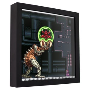 Super Metroid (Mother Brain Battle) - 3D Shadow Box for Gamers | Handmade Wall Art | Unique Gaming Gift | Retro Video Game Decor | Game Room
