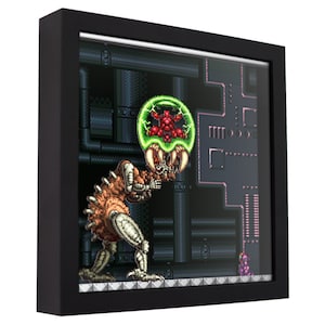 Super Metroid Mother Brain Battle 3D Shadow Box - Handmade Gaming Wall Art
