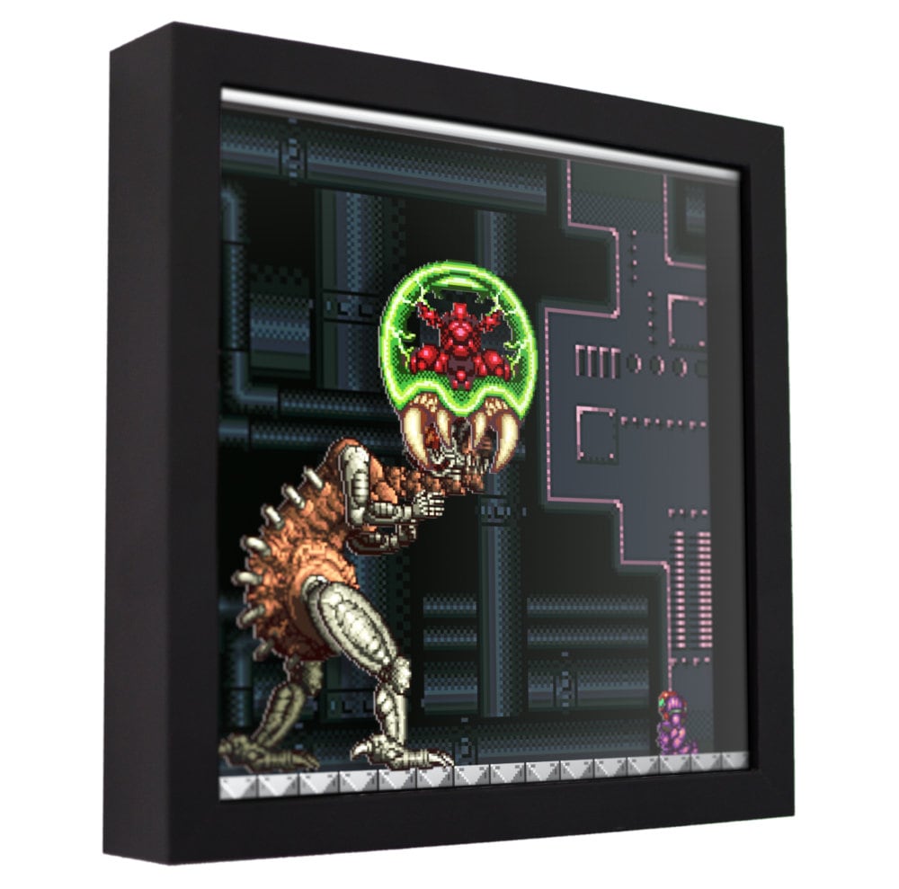 Super Metroid Mother Brain Battle 3D Shadow Box - Handmade Gaming