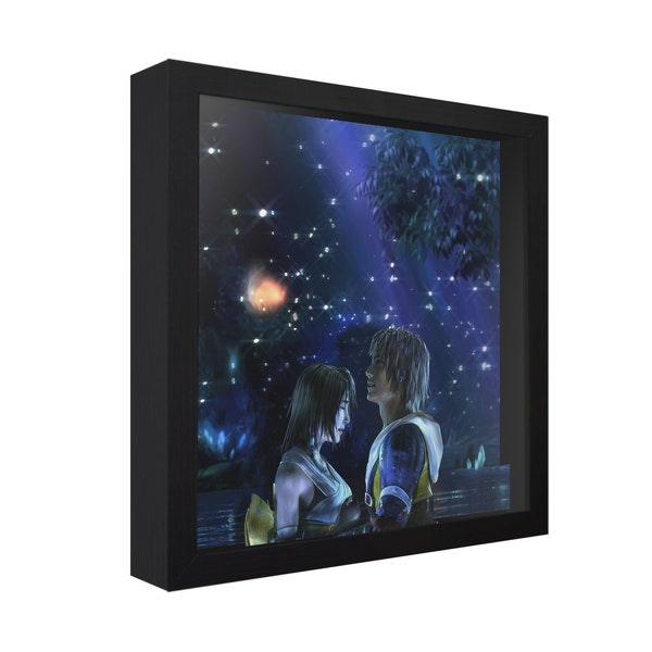 Final Fantasy X (Yuna & Tidus) - 3D Shadow Box for Gamers | Handmade Wall Art | Unique Gaming Gift | Retro Video Game Decor