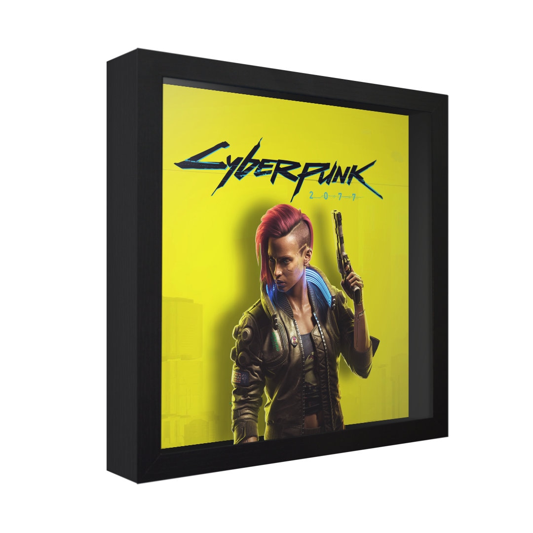 Cyberpunk 2077 Female V 3D Shadow Box - Handmade Gaming Wall Art