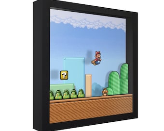 Super Mario Bros. 3 (P-Wing Mario) - 3D Shadow Box for Gamers | Wall Art | Unique Gaming Gift | Retro Video Game Decor | Gaming Room