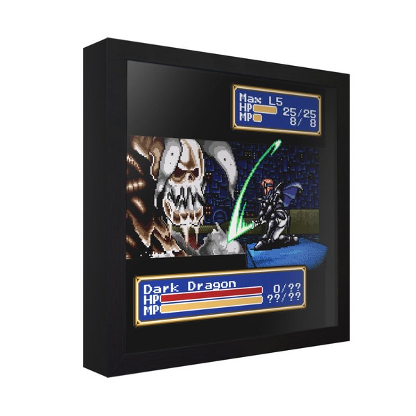 Shining Force (Dark Dragon Battle) - 3D Shadow Box for Gamers | Handmade Wall Art | Unique Gaming Gift | Retro Video Game Decor | Game Room