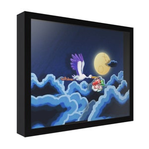 Yoshi's Island (Stork) - 3D Shadow Box for Gamers | Handmade Wall Art | Unique Gaming Gift | Retro Video Game Decor | Gaming Room