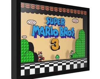 Super Mario Bros. 3 Shadow Box: Handmade Retro Gaming Wall Art
