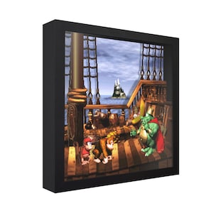 Donkey Kong Country (King K. Rool Battle) - 3D Shadow Box for Gamers | Handmade Wall Art | Unique Gaming Gift | Retro Video Game Decor