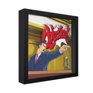 Phoenix Wright: Ace Attorney - 3D Shadow Box for Gamers | Handmade Wall Art | Unique Gaming Gift | Retro Video Game Decor | Gaming Room