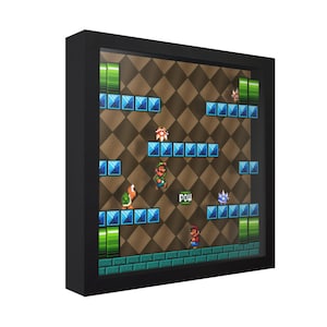Super Mario Bros. 3 (Battle Mode) - 3D Shadow Box for Gamers | Handmade Wall Art | Unique Gaming Gift | Retro Video Game Decor | Gaming Room